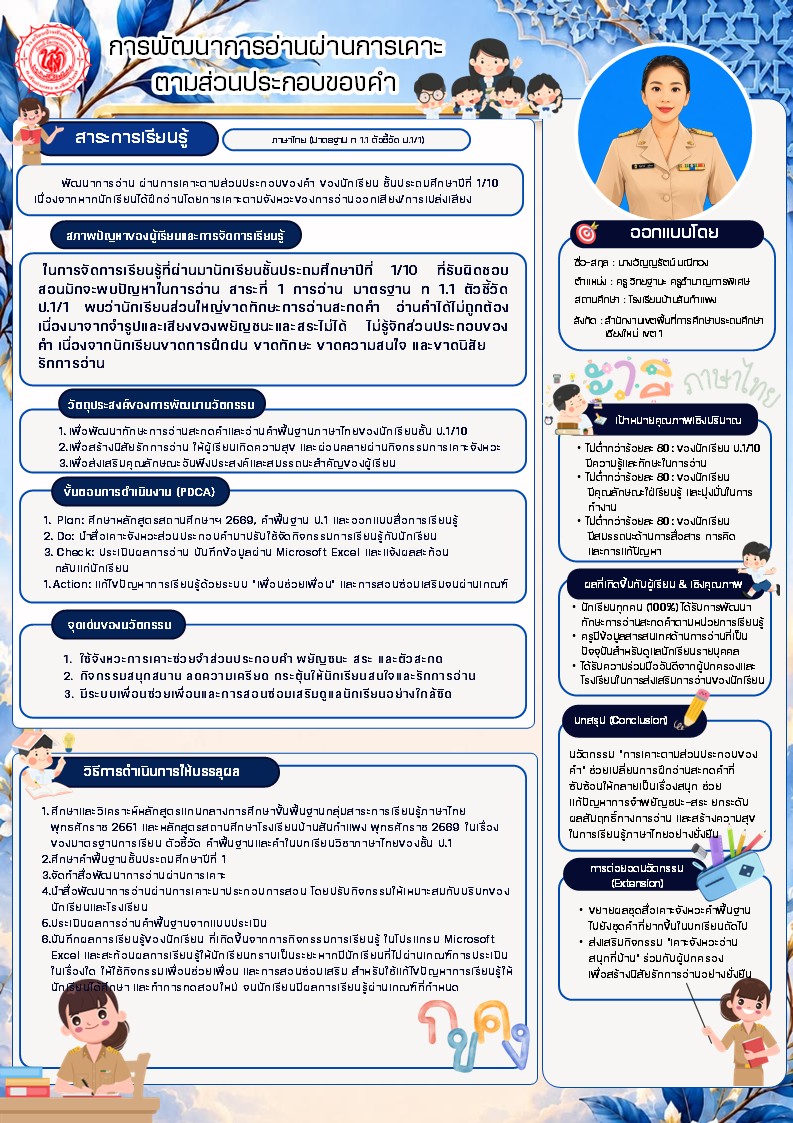 การพัฒนาการอ่านผ่านการเคาะตามส่วนประกอบของคำ